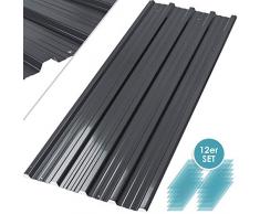 Kesser® - 12 x Profilblech Trapezblech 129cm x 45cm = 7 m² -Dachblech für Gerätehaus, Dachplatten Verzinkter Stahl 0,25mm, Anthrazit
