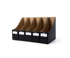 Magiin 5 Teilig Zeitschriftensammler aus Karton Zeitschriften Aufbewahrung Datei Ordner Stehsammler Zeitschriftenständer Aktenhalter Schreibwaren Bürobedarf Zeitschriftenhalter (Schwarz)