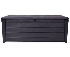 Ondis24 Keter Kissenbox Auflagenbox Gartenbox Sitztruhe Kiste für Sitzkissen winterfest anthrazit 454 Liter