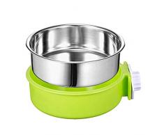 YUEBAOBEI Kisten-Hundenapf, Abnehmbare Edelstahl-Korbschale, Hängende Hundenapfschale, Große Wasser-Futterautomat Für Hunde, Katzen, Kaninchen,Green,1pcs