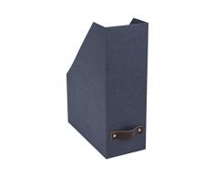 Bigso Box of Sweden Stehsammler für Zeitschriften, Magazine und Akten – praktischer Organizer aus Faserplatte und Papier in Leinenoptik – Stabiler Zeitschriftenhalter mit Griff – blau