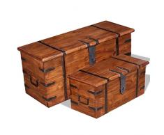 YiYueTrade Zweiteiliges Aufbewahrungstruhen Set Massivholz