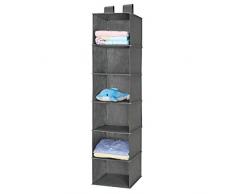 MaidMAX Hängeaufbewahrung Kleiderschrank Organizer, Hängeregal Hängeorganizer mit 6 Breiten Fächern, hängender Stoffschrank, Schrank Ordnungssystem für Camping, Vlies-Gewebe, faltbar- grau stabil