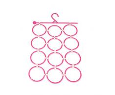 VROSE FLOSI 12 Ring Schalhälter Schalbügel Kleiderbügel Ring Aufhänger Bügel für Schal Gürtel Krawatten Tuch Organizer (Rosa)