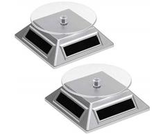 2 Solar Drehteller Drehscheibe für Vitrine | Leistungsstark | Präsentation Teller - Drehbühne für Uhren, Schmuck, Handy