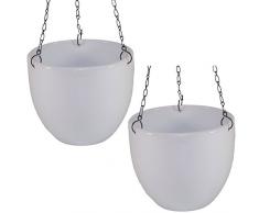 Set2 2 Keramik Hydro Blumenampel Venus 13/12 weiss Ø 17.5 cm H 15 cm