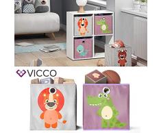 Vicco 2er Set Faltbox 30x30 cm Kinder Faltkiste Aufbewahrungsbox Regalkorb (Löwe + Bär/Krokodil + Robbe)