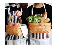 VOSAREA Bügelkorb Henkelkorb Picknickkorb mit Griff Rattankorb Obstkorb Geflochten Korb für Küchen Handwerk (klein)