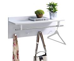 IDIMEX Wandgarderobe Garderobe ULF mit Kleiderhaken Hutablage Kleiderstange, in weiß