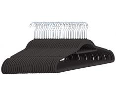 AmazonBasics – Anzug-Kleiderbügel, beflockt, mit Krawattenbügel, Schwarz, 30 Stück