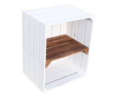 Neue weiße Massive Obstkiste Johanna mit geflammtemZwischenbrett QUER/Zwischenbrettern ca 50x40x30cm Bücherregal/Schuhregalkiste Regalkiste Kistenregal Schuhschrank Apfelkiste/Weinkiste