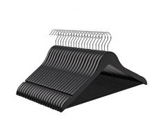 SONGMICS Kleiderbügel aus Ahornholz, 50 Stück, mit Rockkerben und Hosensteg, 360 Grad drehbar, Anzugbügel Jackenbügel für Kleidung Anzug Jacke Hose, Schwarz CRW02B-50