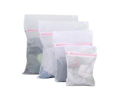 Vivifying Fein Net Wäschebeutel, 4 Stück Langlebige Grobmaschige Netz-Wäschebeutel mit Reißverschluss für Kleidungsstücke und Feinwäsche (Weiß)