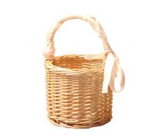 Stroh Blumenkorb Geflochten Mit Henkel Aufbewahrungskorb Klein Fischkorb Picknickkorb Spielzeugkasten Kaminkorb Handgewebte Für Haushaltswaren Rattan Stroh Wicker Picknickkorb Obstkorb Geschenkkorb