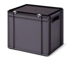 Euro-Stapelbox/Lagerbehälter KTK 400/320-0, grau mit schwarzem Verschluß-Deckel, 400x300x331 mm (LxBxH)