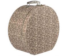 Lierys runder Hutkoffer Blumenmuster - Maße: 40 cm x 20 cm - Große Hutschachtel aus bezogener Pappe - Hutaufbewahrung mit Tragegriff und Schloss - Deko für die Wohnung beige