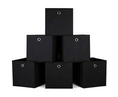 Homfa 6er Aufbewahrungsbox Stoff Set Faltbox Aufbewahrungskorb Regalbox Regalkörbe Ordnungsbox Stoffbox Kiste Aufbewahrung für Kallax 30x30x30cm schwarz