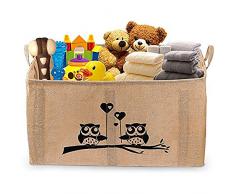 Gimars Große Spielzeugkiste Spielzeug Aufbewahrungskiste Spielzeugbox Jute faltbar Aufbewahrungsbox (26 Zoll)