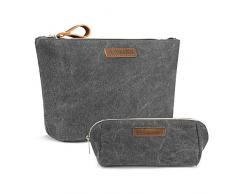 LOKASS Kulturbeutel Kulturtasche 2 in 1 Kosmetiktasche für Frauen Damen Canvas Waschtasche Reise Waschbeutel Toilettentasche 21x10x19cm (4 Liter)