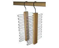 Hagspiel, Kleiderbügel 2 Stk. Krawattenhalter aus Buchenholz für 20 Krawatten (Hartholz), Breite 17,5 cm, Höhe 30 cm