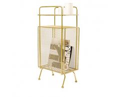 WJS Eisenbodengestelle Schlafzimmer Nacht Wohnzimmer Ablageboden Sandwich Mehrschichtige Magazinablage Nordic Ins Wind Lagerung Lagerung Doppelnutzung Flower Stand 34X20X70cm (Color : Gold)