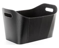 Holzkorb aus Kunstleder schwarz mit Raulederimitat von TermaTech