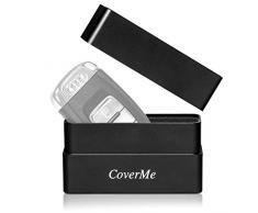 CoverMe Keyless Go Schutz Autoschlüssel RFID Funkschlüssel Abschirmung Box – Premium Aluminium Case mit Stoffeinlage (Schwarz/Schwarz, 1)