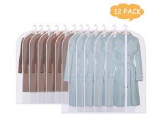 GoMaihe 12 Stück Kleidersack Anzug Lange, 60 x 120/100cm Rand Transparent Anzugtasche Kleidersäcke, Kleiderhülle Anzugsack Abendkleid Brautkleid Mäntel Hemden Mottenschutz Wasserdicht, MEHRWEG
