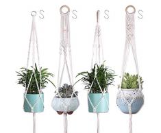 VITCOCO Makramee Blumenampel Baumwollseil Hängeampel, 4 stück 41 Zoll Pflanzenhalter Blumentopf Pflanzen Halter Aufhänger für Innen Außen Decken Balkone Wanddekoration