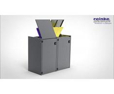 Reinkedesign Mülltonnenboxen Boxxi mit Pultdach aus verzinktem Stahl in Anthrazit RAL 7016 als Bausatz (2 x 240l)