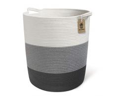 Goodpick 47,8 x 45 x 35,1 cm Extra große Baumwolle Seil Korb – Geflochtene Körbe – Baumwolle Gewinde Kinderzimmer Lagerkästen – Wäschekorb – Baby Spielzeug Storage-Home Vorratsdosen