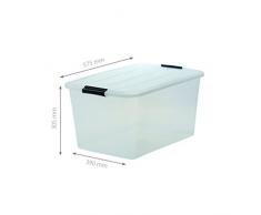 IRIS, 6er-Set stapelbare Aufbewahrungsboxen Top Box, mit Deckel und Klickverschluss, 45 Liter, Kunststoff / Plastik, transparent
