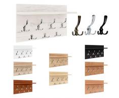 Epi-Tech Premium Garderobe Wandgarderobe mit 7 Haken, Wandpaneel Flurgarderobe Garderobenpaneel Garderobenleiste - Eiche Weiß