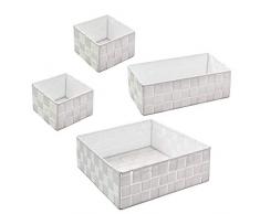 WM Homebase 4er Set Aufbewahrungskörbe geflochten Aufbewahrungsbox Polypropylen Regalkorb Badkorb in Weiß