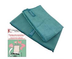 Jemako® 2er Set türkis Profituch & Trockentuch mittel 45 x 60 cm Fenster / Haushalt / Glas plus 2 Stück K7plus® Wäschenetze / Wäschesack