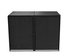 vidaXL Mülltonnenbox 2er Poly Rattan Gerätebox Müllbox Mülltonnenverkleidung