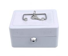 JOOFFF Tastensperre Tragbare Metall Geld Aufbewahrungsbox Mini Geldkassette Sicherheitsbox für Haushaltsreisen, Weiß
