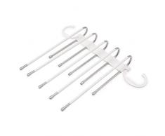 BUKSER Premium Hosenbügel platzsparend 2er Set, mit mehrfachen ausziehbaren Kleiderträgern aus Edelstahl, mit Anti-Rutsch Beschichtung in Weiß