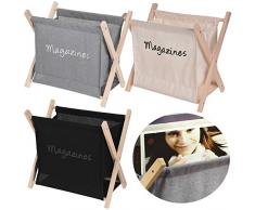 LS-LebenStil Holz Zeitungskorb Schwarz Magazinständer Zeitschriftenständer Klappbar