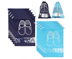 NEWSTYLE 10er Schuhbeutel Aufbewahrungsbeutel Tasche Tüte Schuhsack Schuhpflege Stoffbeutel Reisenbeutel (Große,5* Blau & 5* Leicht Blau) (Große,5* Blau & 5* Leicht Blau)