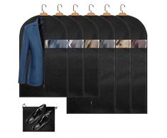 Kleidersäcke Uktunu Atmungsaktive Anzugtasche für Reisen 6 Stücke Kleiderhülle Anzughülle - Hochwertige Kleiderhülle für Anzug und Kleid Vor Staub Motten Schäden 120cm & 100cm inkl. Schuhbeutel