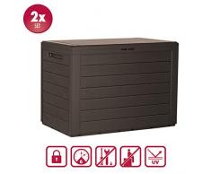 Kreher 2er Set Kompakte Kissenbox/Aufbewahrungsbox in Braun mit 190 Liter Nutzvolumen. Robust, abwaschbar und einfach im Aufbau!