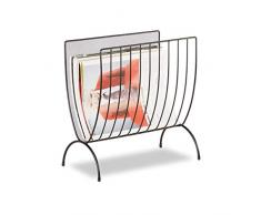 Relaxdays Zeitungsständer Metall, Zeitungshalter stehend, Zeitschriftensammler schwarz, HxBxT: 35 x 34 x 18 cm, black