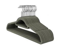 SONGMICS Kleiderbügel, Samt, 20 Stück, 0,6 cm dick, Anzugbügel, Jackenbügel mit Rutschfester Oberfläche, mit Zwei Einkerbungen, 360°drehbarer Haken, Antirutsch, Grau CRF20V