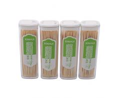 Cngstar 4 Boxen/Set Einweg-Bambus-Zahnstocher Bambus-Cocktail-Sticks mit tragbarem Aufbewahrungskoffer