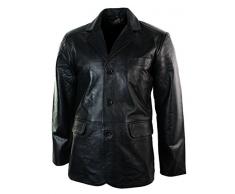 Infinity Herrenjacke Echtleder Klassisch Schwarz Vintage Look Knopfleiste Design