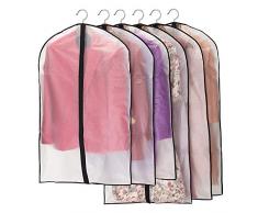 Niviy Kleidersäcke 6 Stück Transparent Kleidersack 120 x 60 cm + 100 x 60 cm, Atmungsaktiver Stoff, Hochwertiger Anzugsack, für Anzüge Kleider Mäntel Sakkos Hemden Abendkleider Anzugsack Aufbewahrung