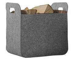 Rubberneck Filzkorb Aufbewahrungskorb mit Griffen, Eckig, Maße 25 x 35 x 35 cm (Grau)