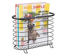 mDesign Zeitschriftenhalter Metall - praktische Aufbewahrung von Zeitungen und Zeitschriften im Bad, Büro und Eingang - moderner Design Zeitungsständer & Zeitungshalter - mattschwarz