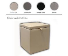 Sitz-Truhe Wäsche-Truhe in versch. Ausführungen, Farbe:Lederimitat beige;Größe:Hocker L40cm